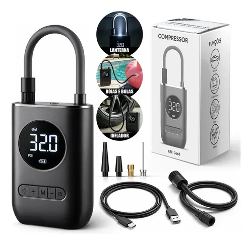 Mini Compressor de Ar Digital Portátil USB-C Lumi