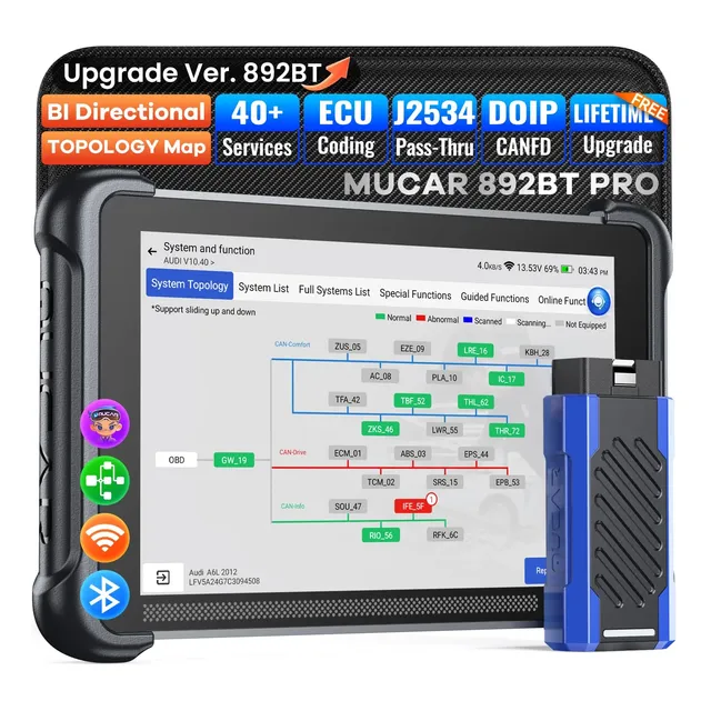 Scanner Automotivo Mucar 892bt Pro Obd2 8'' Android